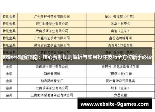 欧联杯观赛指南：核心赛制规则解析与实用投注技巧全方位新手必读